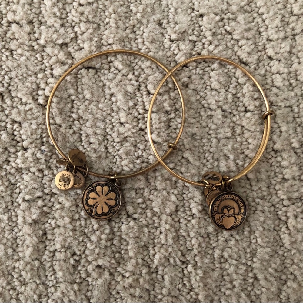 Gold Alex and Ani Irish collection bracelet set